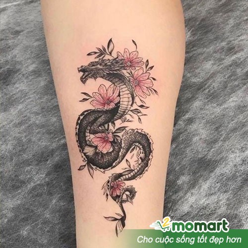 Minh họa hình xăm rồng với nhiều chi tiết phức tạp