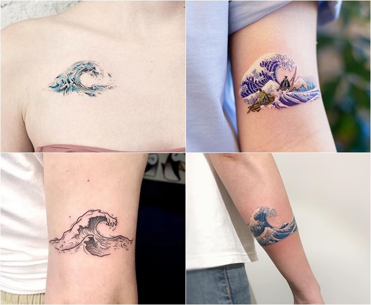 Hình xăm đại dương sóng biển