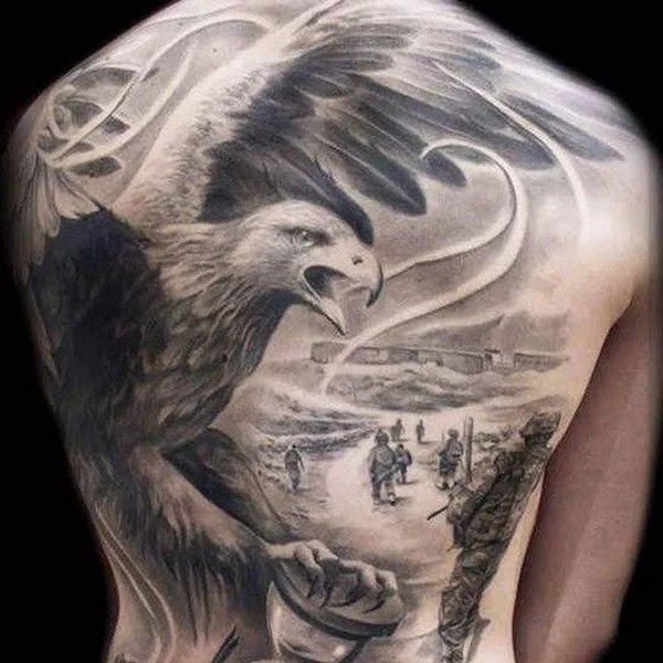Hình xăm đại bàng full lưng đầy ấn tượng