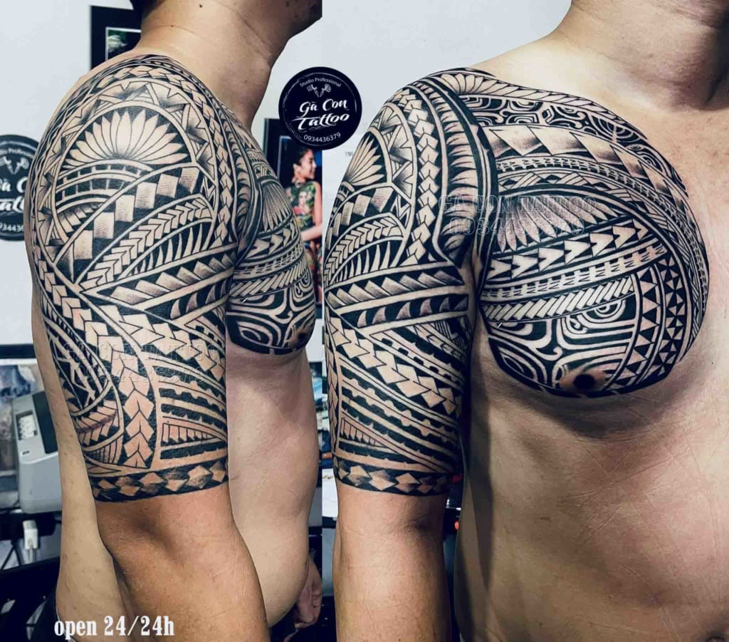 Hình xăm Maori đen trắng