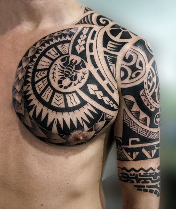 Hình xăm Maori với đường nét mạnh mẽ