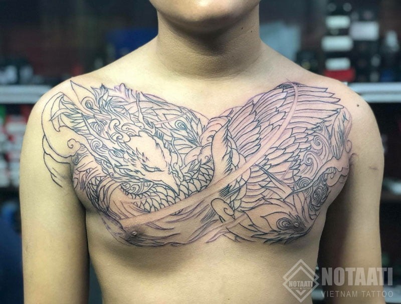 Hình xăm Phượng Hoàng ở ngực