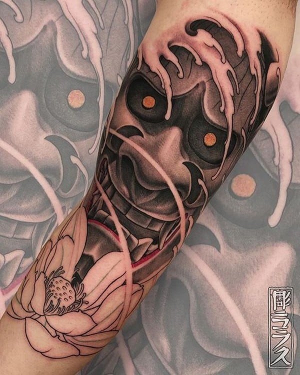 Hình xăm quỷ Hannya đẹp trên cánh tay