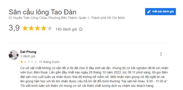 Đánh giá của anh Đạt - một người có niềm đam mê với bộ môn cầu lông