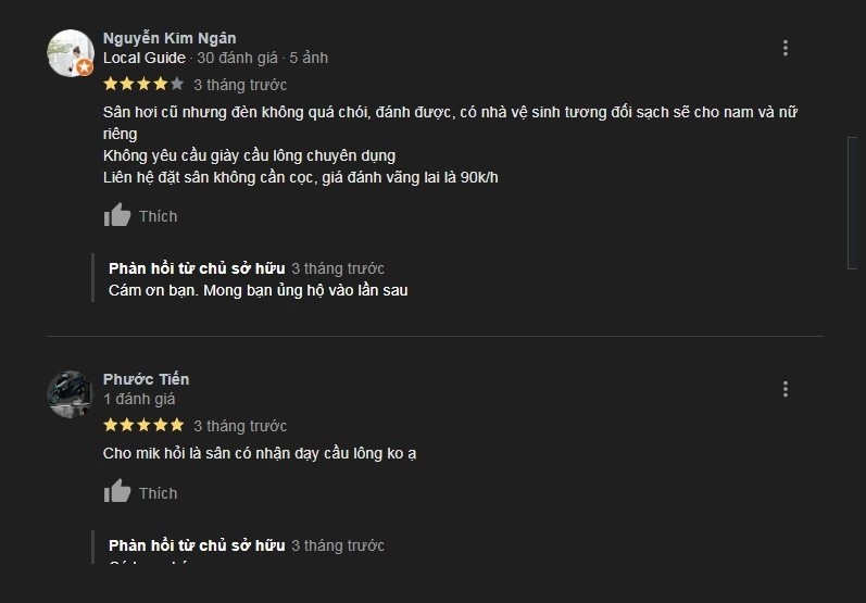 Đánh giá sân cầu lông Đức Lợi
