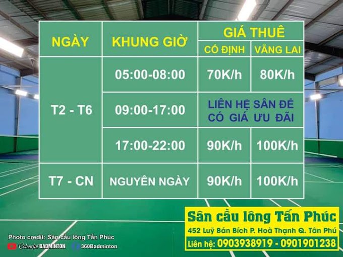 Sân cầu lông Tấn Phúc, Tân Phú, Hồ Chí Minh