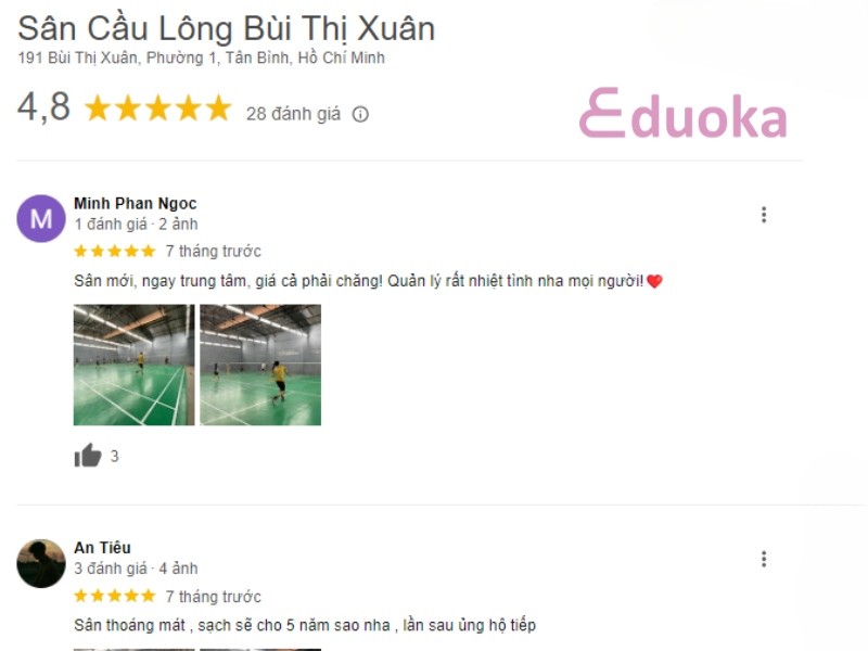 Cảm nhận của các vợt thủ về sân cầu lông Bùi Thị Xuân