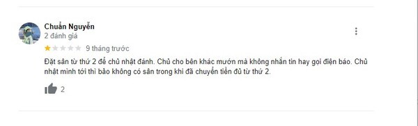Anh Chuẩn khá bức xúc vì dịch vụ đặt sân của Thiên Minh còn khá kém