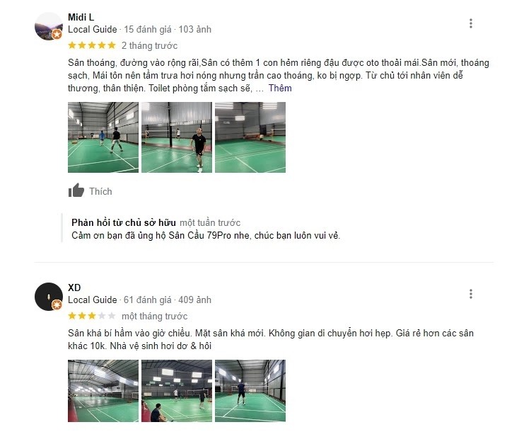 Đánh giá sân cầu lông 79 Pro