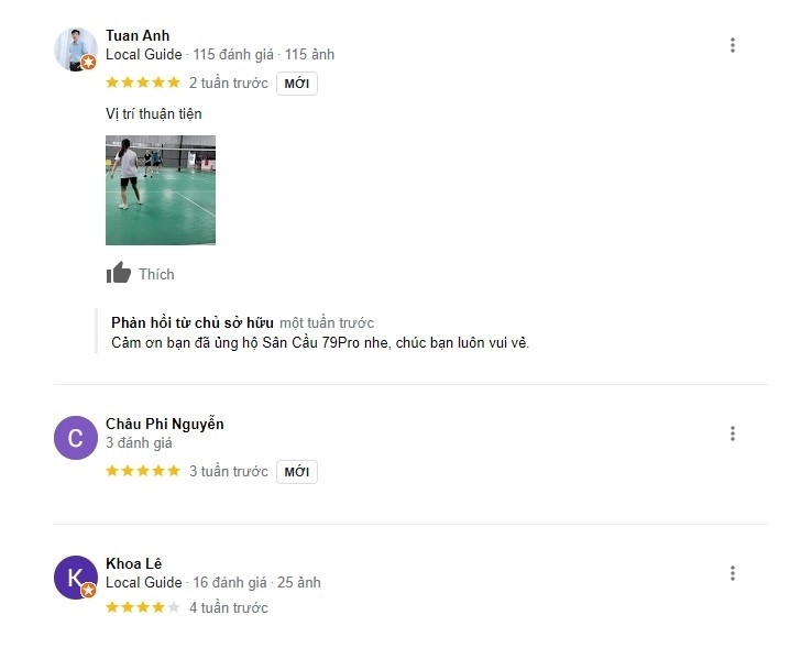 Đánh giá sân cầu lông 79 Pro
