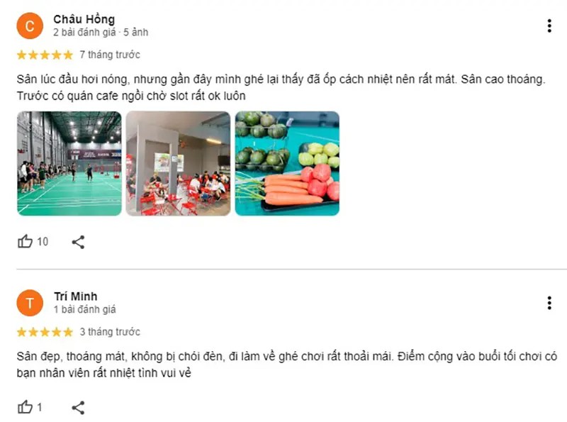 Đánh giá tích cực về sân cầu lông Hòa Bình Tân Phú