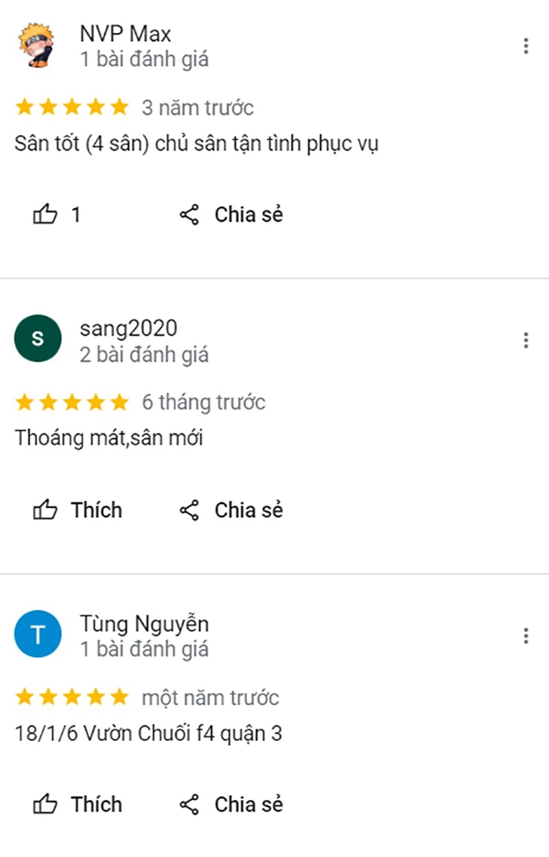 đánh giá sân cầu lông Hoàng Kim trên google maps