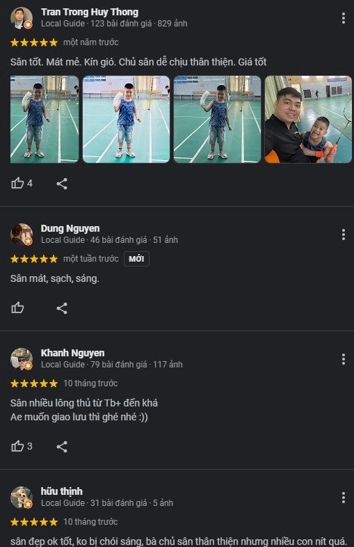 Đánh giá sân cầu lông Lê Quý Đôn