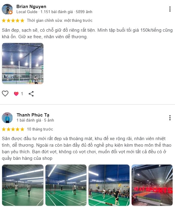Đánh giá của người chơi tại sân cầu lông & Pickleball Tô Ký