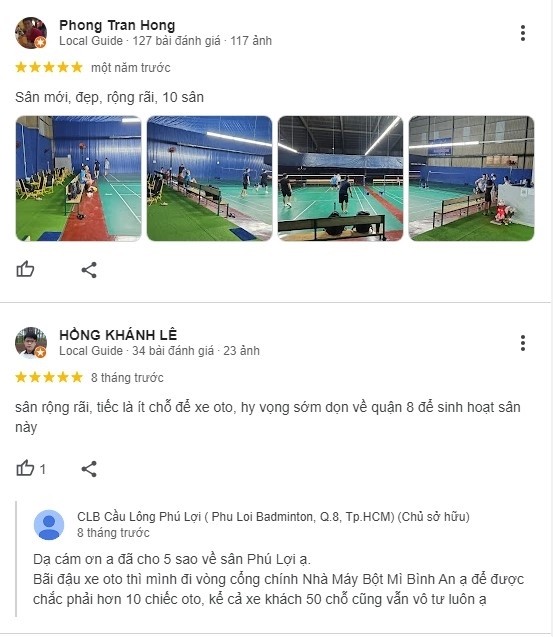 Đánh giá sân cầu lông Phú Lợi Quận 8