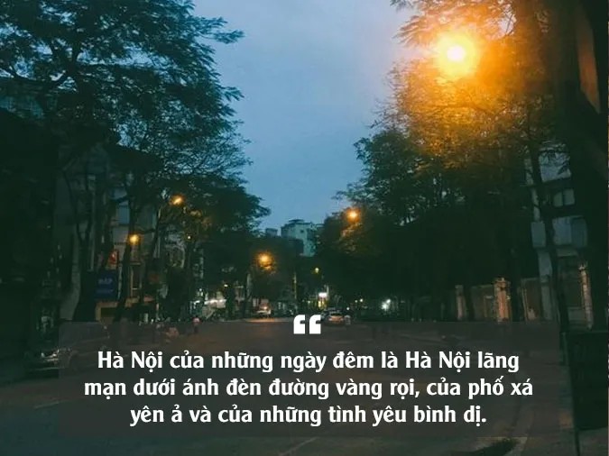 Đèn đường vàng rọi trên đường phố Hà Nội