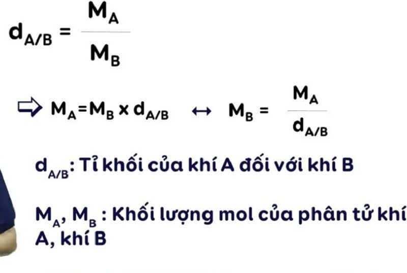 Công thức tính tỉ khối hơi của hai chất khí